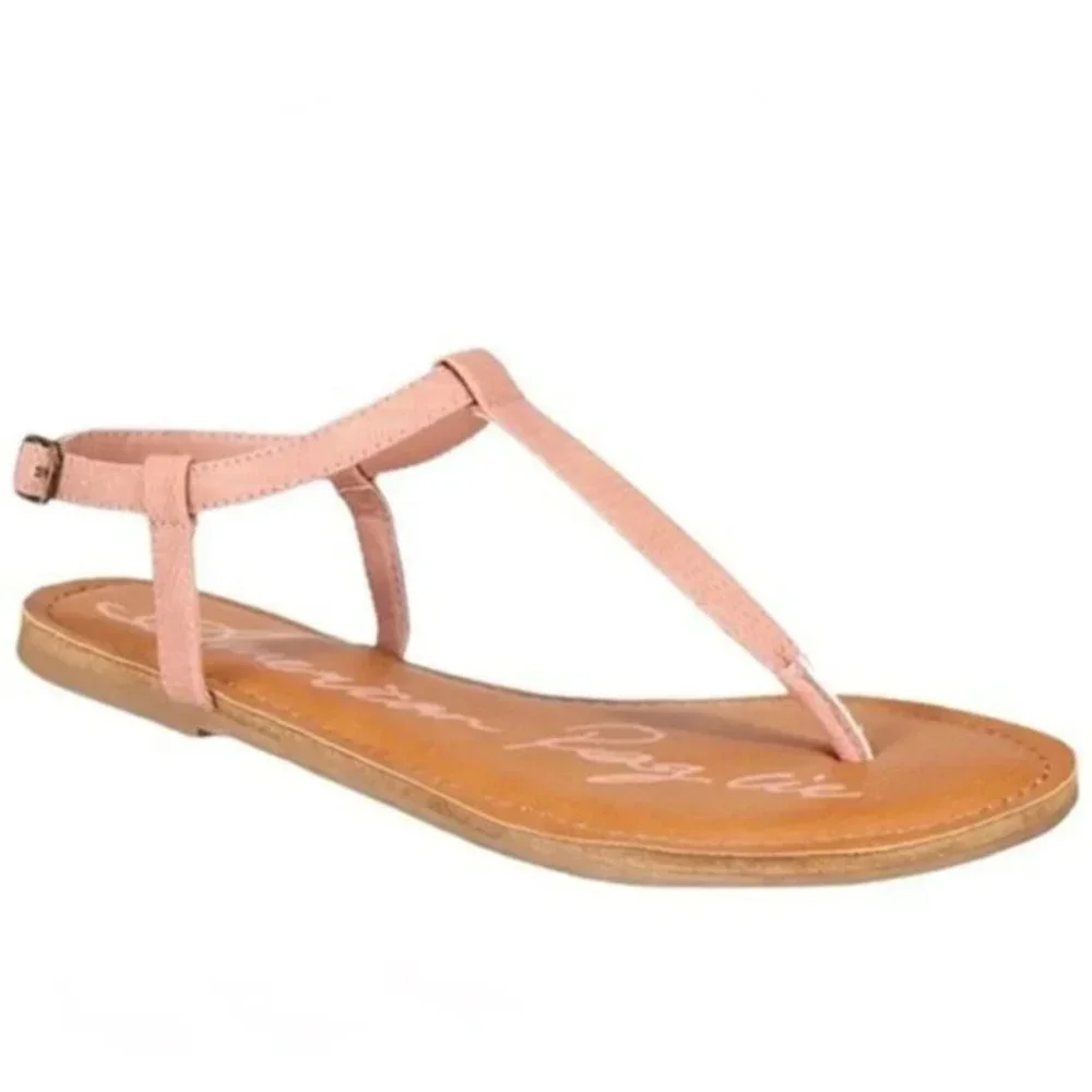 American Rag Krista T-Strap Flat Sandals Women's Shoes Size 10